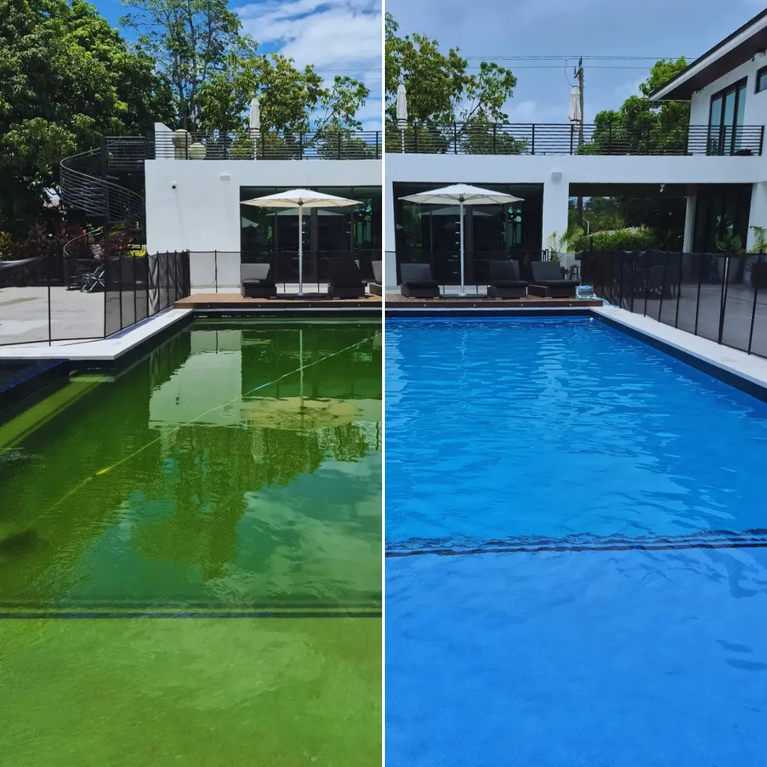 Pool cleaning before and after